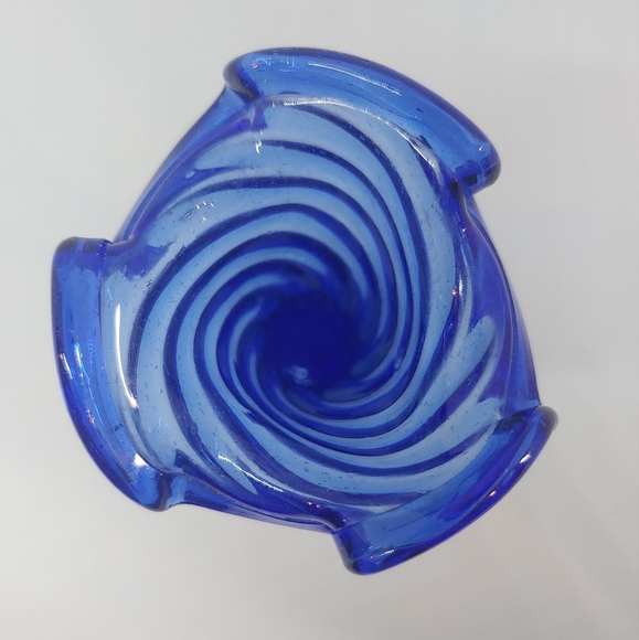 Cobalt Blue Handblown Ruffled Mini Vase - Picture 3 of 10